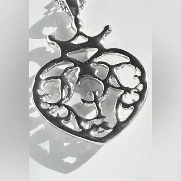 👑 Cookie Lee Double Chain Genuine Crystal Crowned Heart Pendant Necklace - Picture 3 of 7